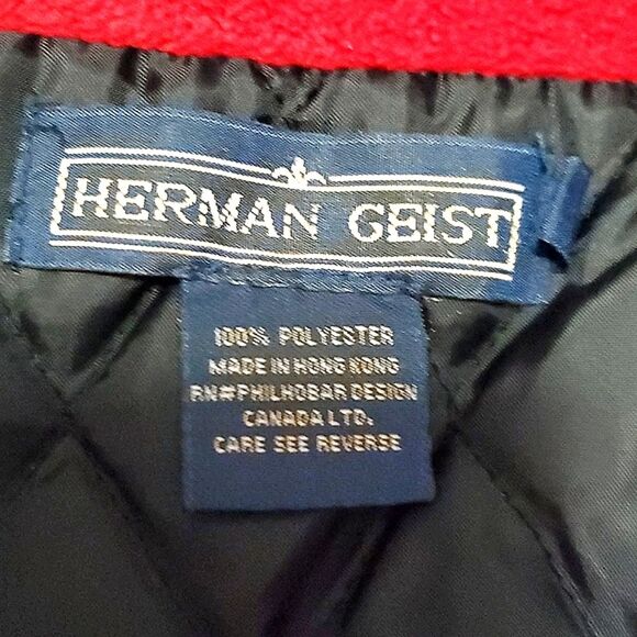 Herman Geist Vintage Red Fuzzy Sleeveless Zippered Windbreaker Vest - Picture 7 of 8